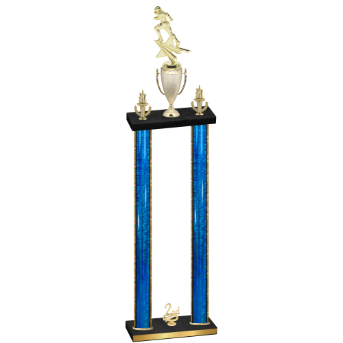 Double Blue Glacier Second Place Football Trophy