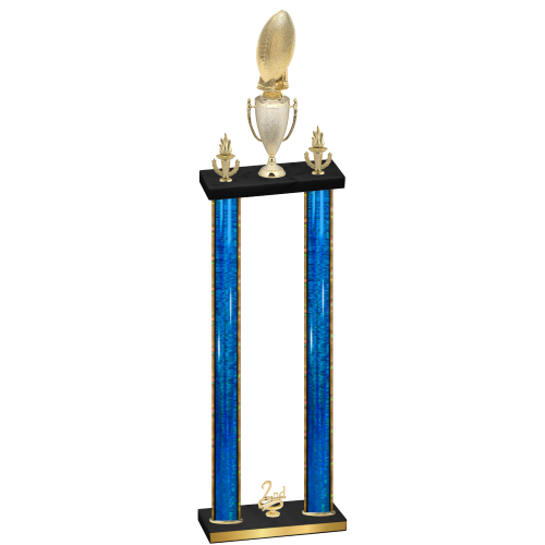 Double Blue Glacier Second Place Football Trophy