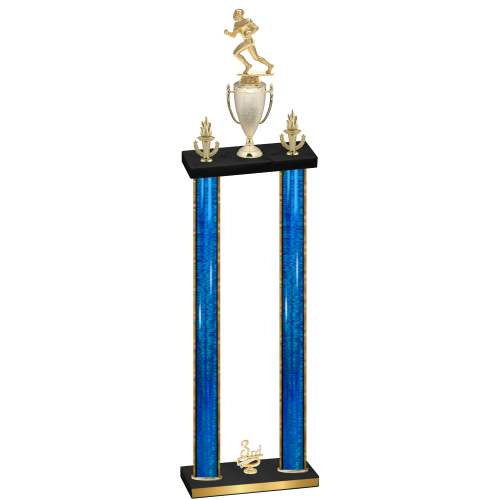 Double Blue Glacier Third Place Football Trophy