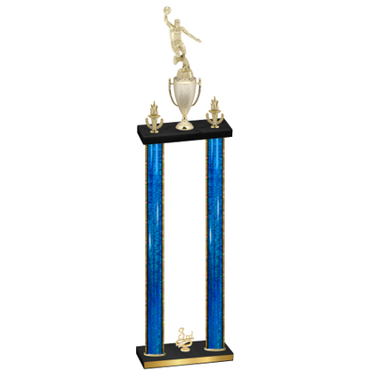 Double Blue Glacier Third Place Basketball Trophy