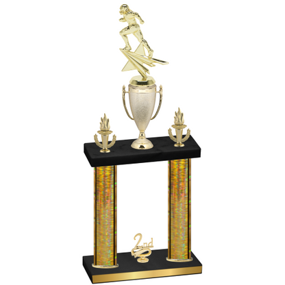 Double Gold Glacier Second Place Football Trophy
