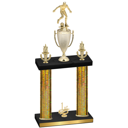Double Gold Glacier First Place Soccer Trophy