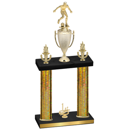 Double Gold Glacier First Place Soccer Trophy
