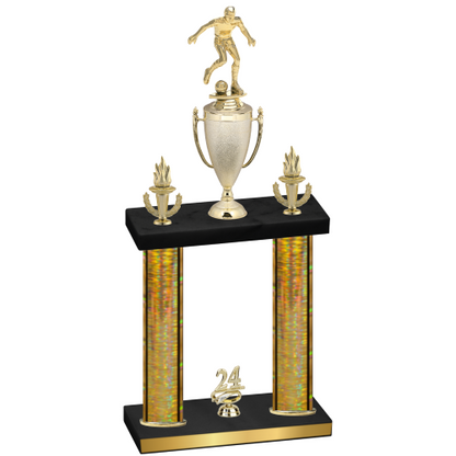 Double Gold Glacier Year Soccer Trophy