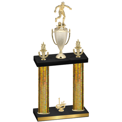 Double Gold Glacier First Place Soccer Trophy