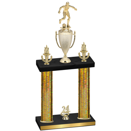 Double Gold Glacier Year Soccer Trophy