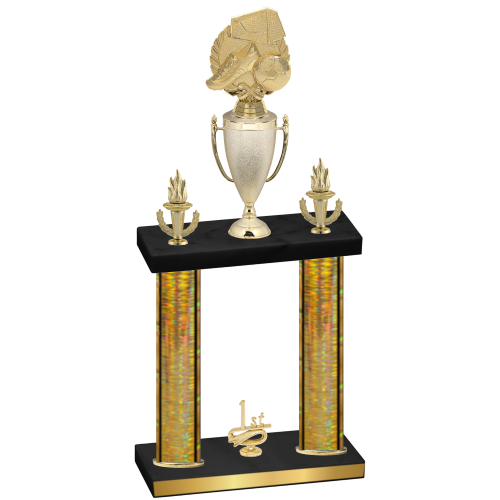 Double Gold Glacier First Place Soccer Trophy