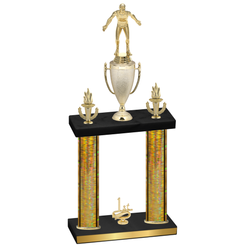 Double Gold Glacier First Place Wrestling Trophy