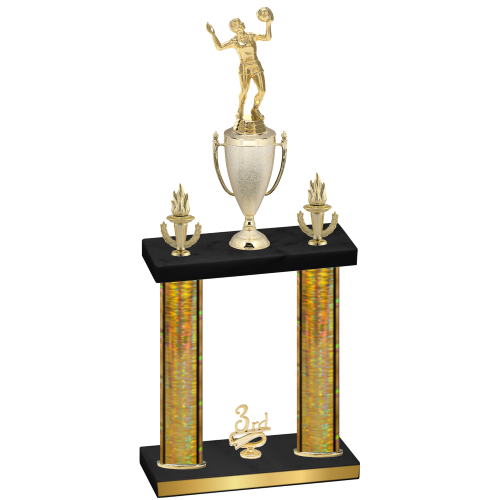 Double Gold Glacier Third Place Volleyball Trophy