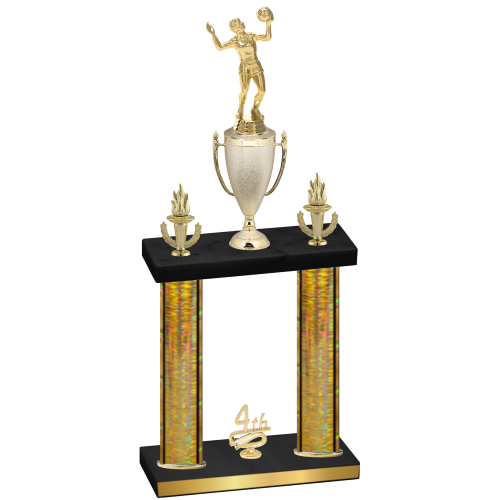 Double Gold Glacier Fourth Place Volleyball Trophy