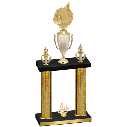 Double Gold Glacier Fourth Place Volleyball Trophy