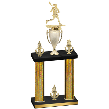 Double Gold Glacier Victory Lacrosse Trophy