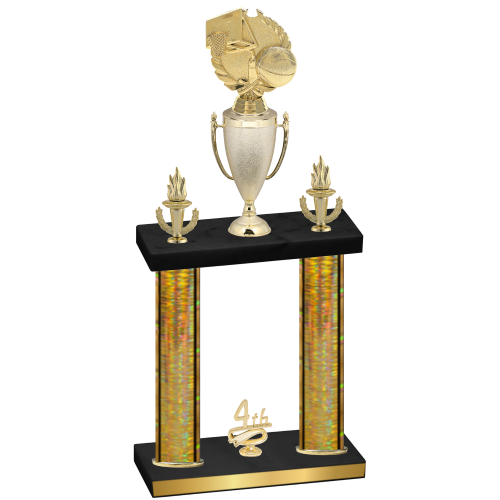 Double Gold Glacier Fourth Place Basketball Trophy