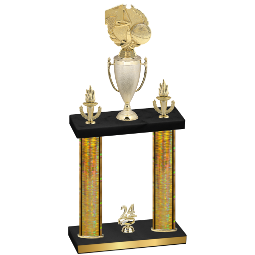 Double Gold Glacier Year Basketball Trophy