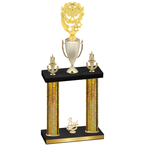 Double Gold Glacier Third Place Pickleball Trophy