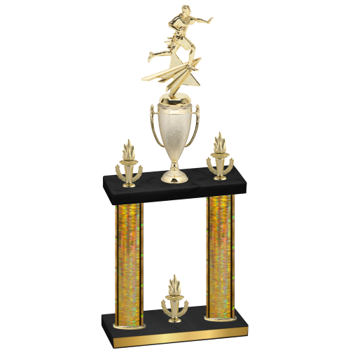 Double Gold Glacier Victory Flag Football Trophy