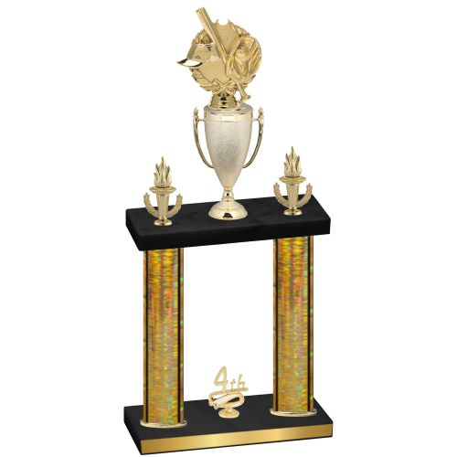 Double Gold Glacier Fourth Place Baseball Trophy