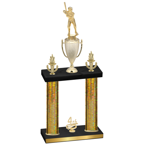 Double Gold Glacier Fourth Place Baseball Trophy