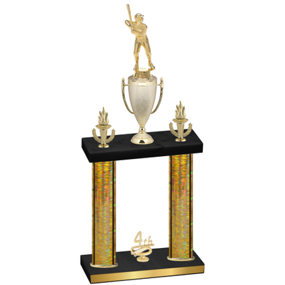 Double Gold Glacier Fourth Place Baseball Trophy