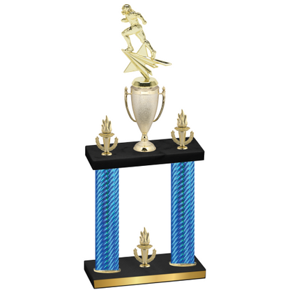 Double Blue Carbon Fiber Victory Football Trophy