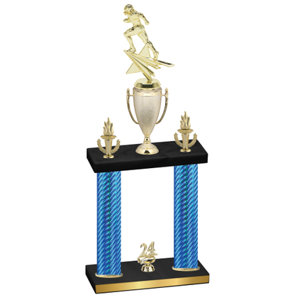 Double Blue Carbon Fiber Year Football Trophy