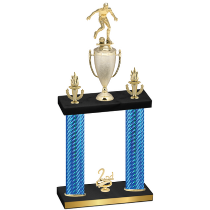 Double Blue Carbon Fiber Second Place Soccer Trophy