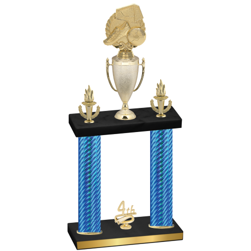 Double Blue Carbon Fiber Fourth Place Soccer Trophy