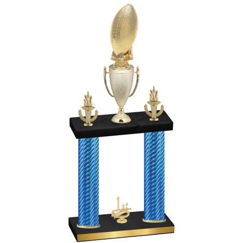 Double Blue Carbon Fiber First Place Football Trophy