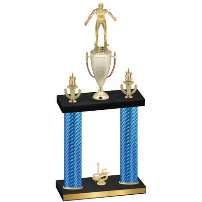 Double Blue Carbon Fiber First Place Wrestling Trophy
