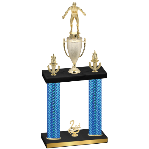 Double Blue Carbon Fiber Second Place Wrestling Trophy
