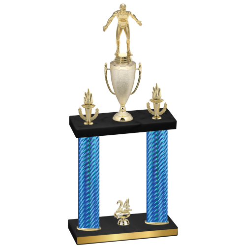 Double Blue Carbon Fiber Year Wrestling Trophy