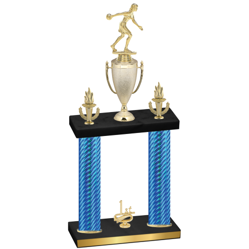 Double Blue Carbon Fiber First Place Bowling Trophy