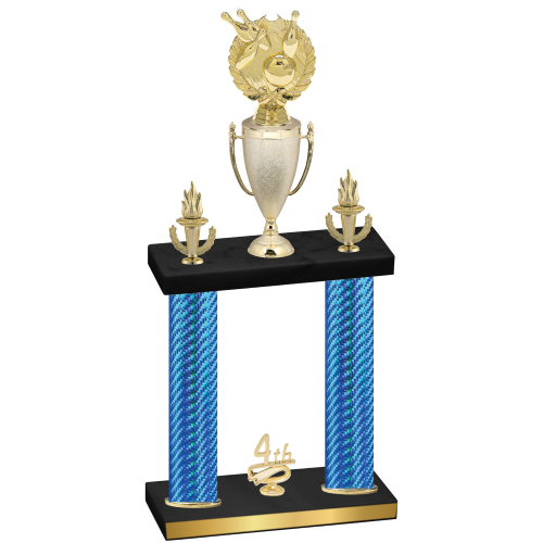 Double Blue Carbon Fiber Fourth Place Bowling Trophy