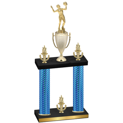 Double Blue Carbon Fiber Victory Volleyball Trophy