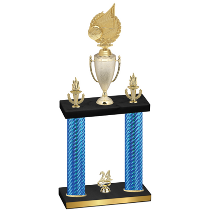 Double Blue Carbon Fiber Year Volleyball Trophy