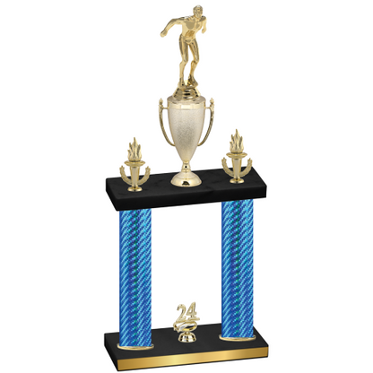 Double Blue Carbon Fiber Year Swimming Trophy