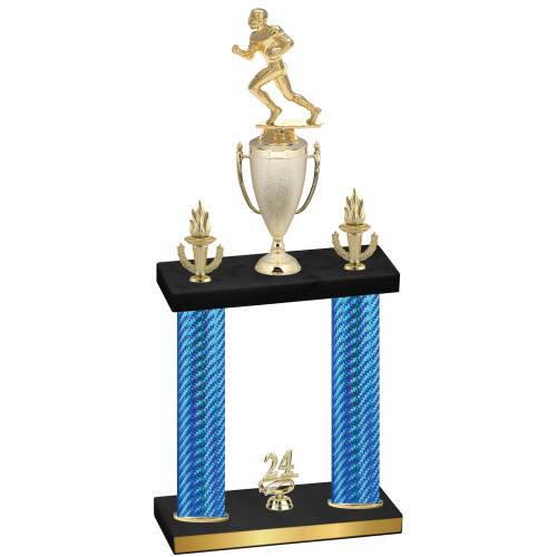 Double Blue Carbon Fiber Year Football Trophy