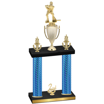Double Blue Carbon Fiber Second Place Hockey Trophy