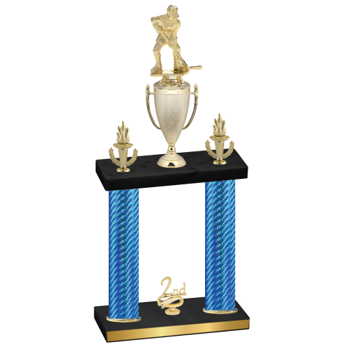 Double Blue Carbon Fiber Second Place Hockey Trophy