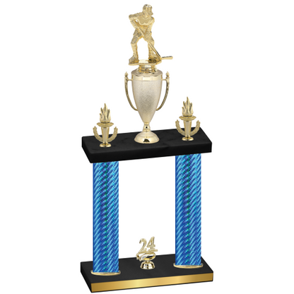 Double Blue Carbon Fiber Year Hockey Trophy