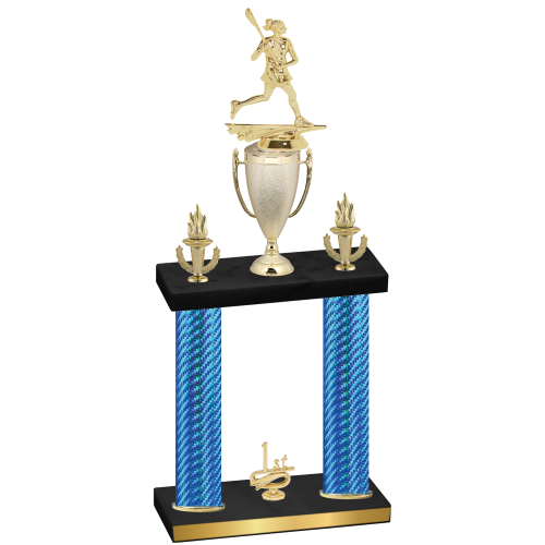 Double Blue Carbon Fiber First Place Lacrosse Trophy