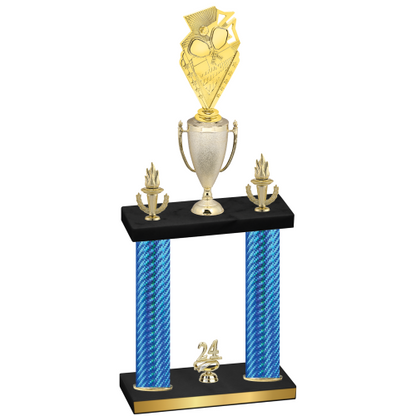 Double Blue Carbon Fiber Year Pickleball Trophy