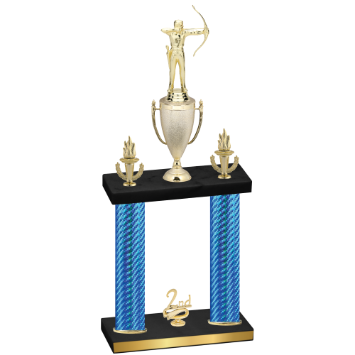 Double Blue Carbon Fiber Second Place Archery Trophy
