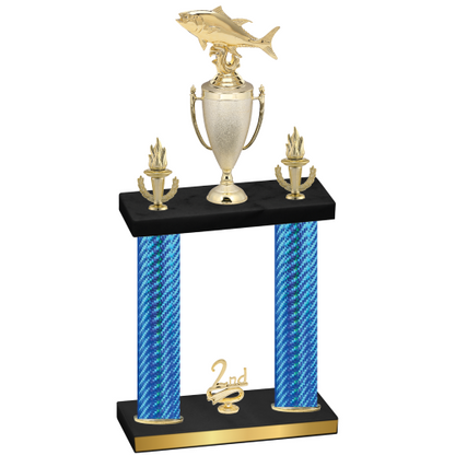 Double Blue Carbon Fiber Second Place Fishing Trophy