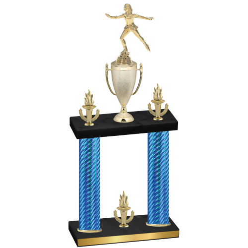 Double Blue Carbon Fiber Victory Skater Trophy