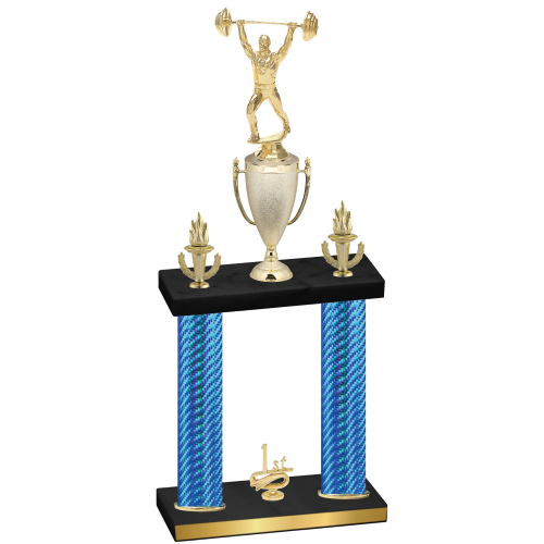 Double Blue Carbon Fiber First Place Weights Trophy