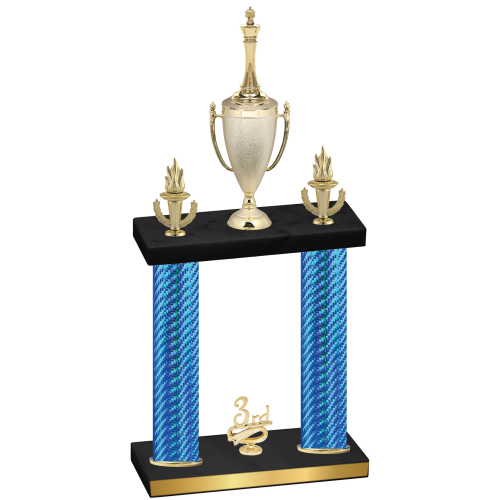 Double Blue Carbon Fiber Third Place Chess Trophy