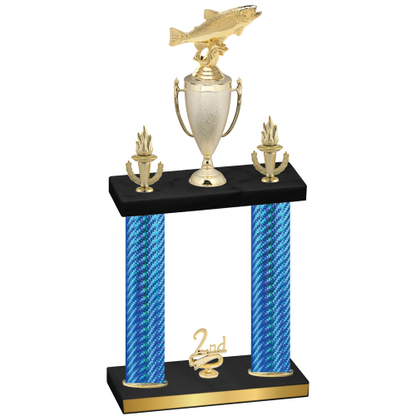 Double Blue Carbon Fiber Second Place Fishing Trophy