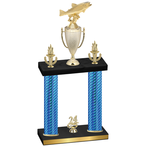 Double Blue Carbon Fiber Year Fishing Trophy