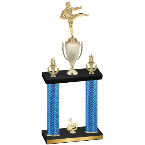 Double Blue Carbon Fiber Third Place Karate Trophy